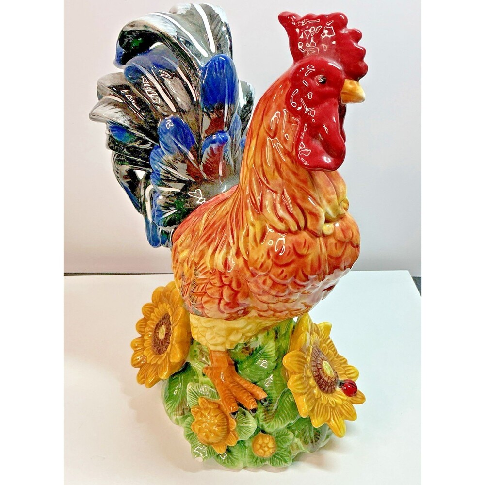 J. Willfred Handpainted Large Gorgeous Rooster 1960's  Sadek Import Company